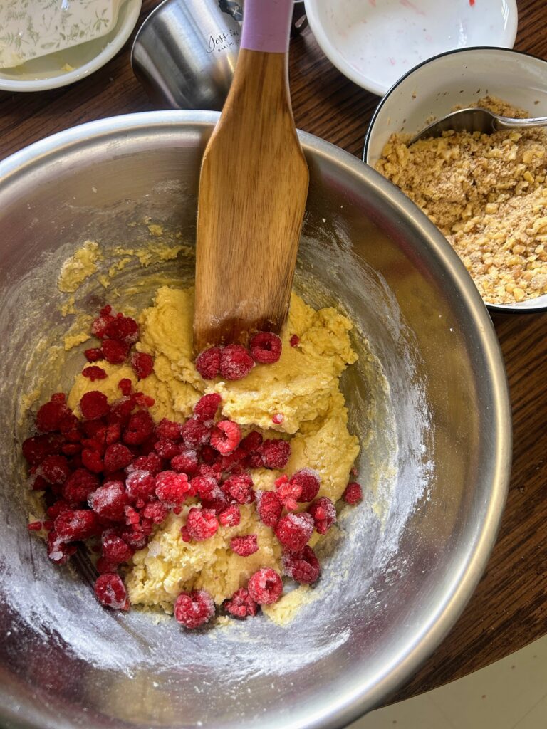 Fold in the raspberries